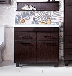 Бриклаер Мебель для ванной Чили 90 венге – фотография-6